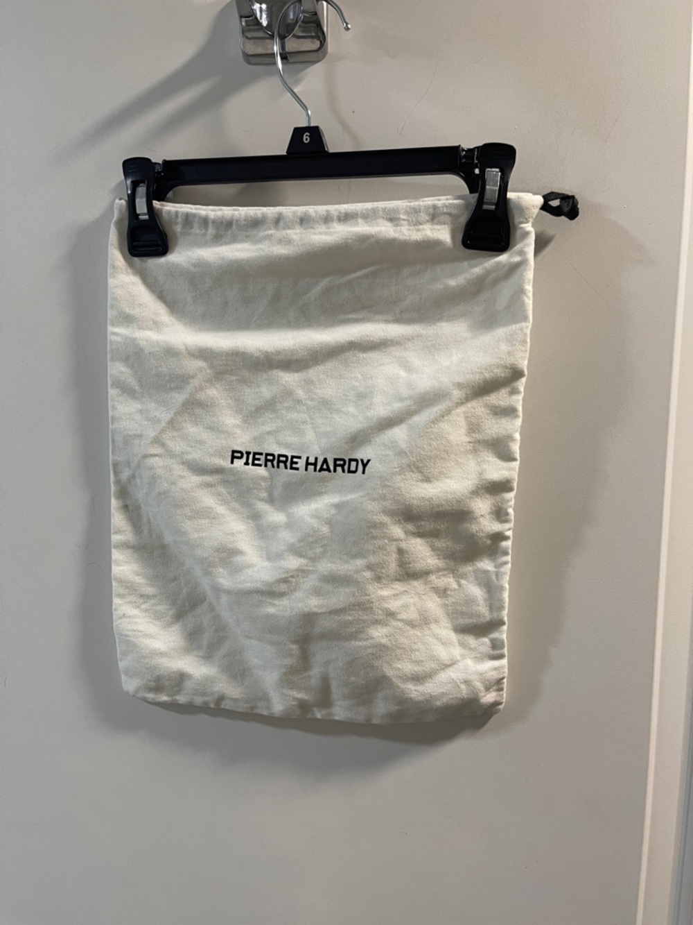 Pierre Hardy Cream Drawstring Dust Bag with Black Logo